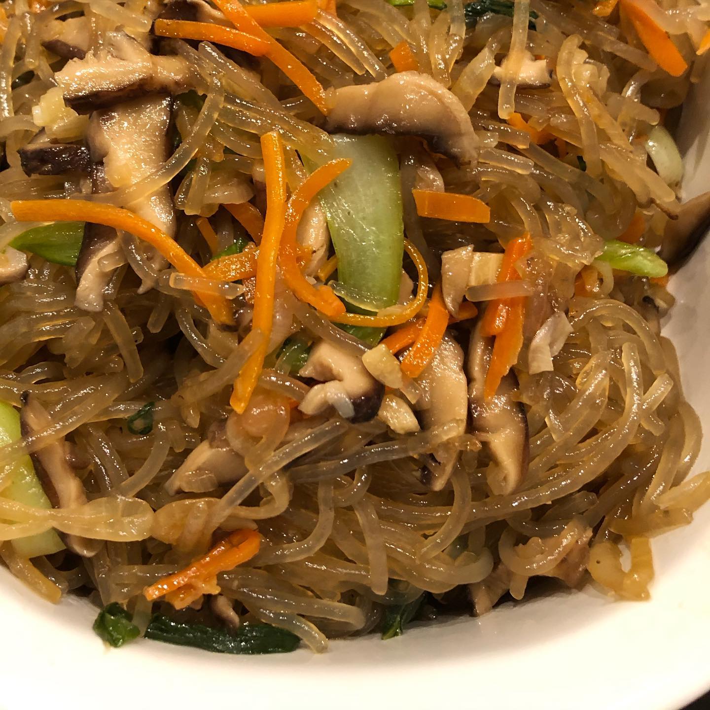 Jap Chae (Korean stir-fried glass noodles with vegetables)! Yum!  Check out the recipe at www.simplyasianhome.com.